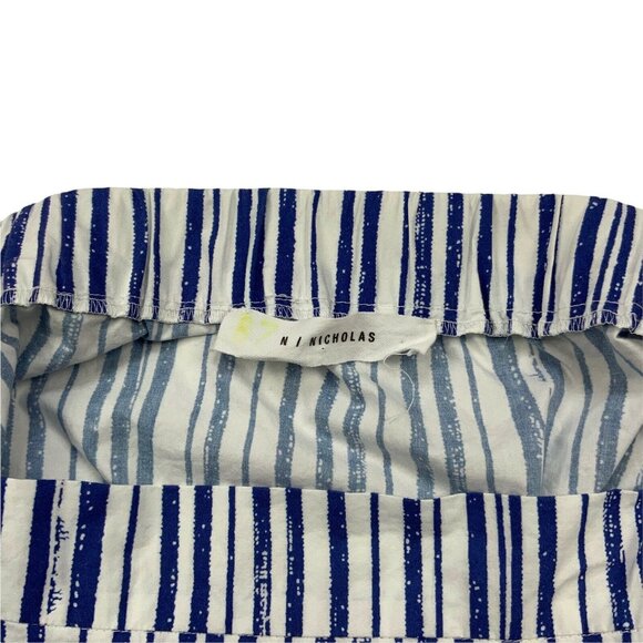 N/Nicholas Washed Stripe Off Shoulder Top Tunic 6 Cutout Bell Sleeve Resortwear - Picture 5 of 12